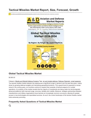 Tactical Missiles Market Report Size Forecast Growth