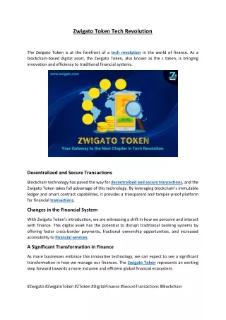 Zwigato Token Tech Revolution