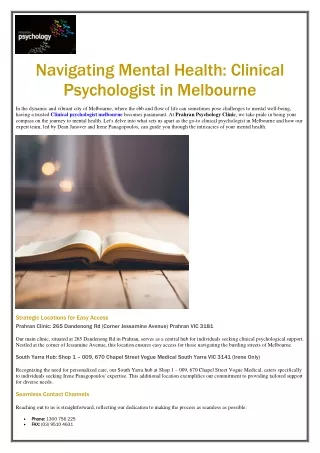 Clinical psychologist melbourne