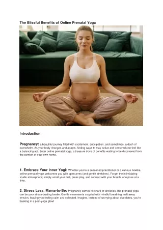 The Blissful Benefits of Online Prenatal Yoga