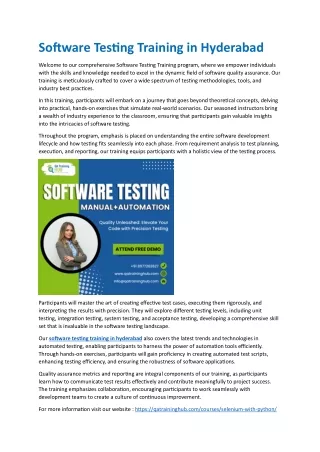 Software Testing Training in Hyderabad