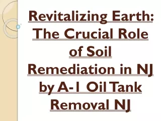 Revitalizing Earth- The Crucial Role of Soil Remediation in NJ by A-1 Oil Tank Removal NJ