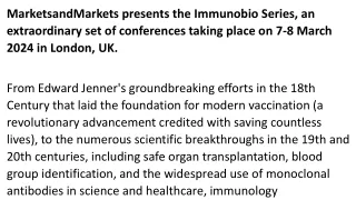 ImmunoBio Series 2024 - UK Edition