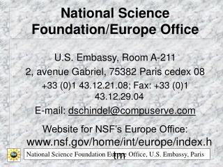 National Science Foundation/Europe Office