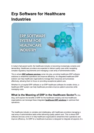 Erp Software for Healthcare Industries