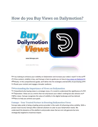 How do you Buy Views on Dailymotion