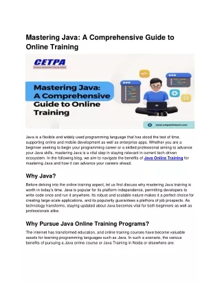 Mastering Java A Comprehensive Guide to Online Training