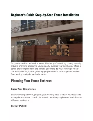 Beginner’s Guide Step-by-Step Fence Installation