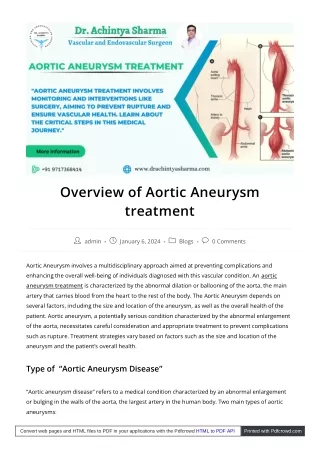 To treat an aortic aneurysm effectively, early detection is important