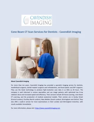 Cone Beam CT Scan Services for Dentists - Cavendish Imaging