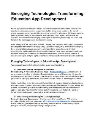 Emerging Technologies Transforming Education App Development