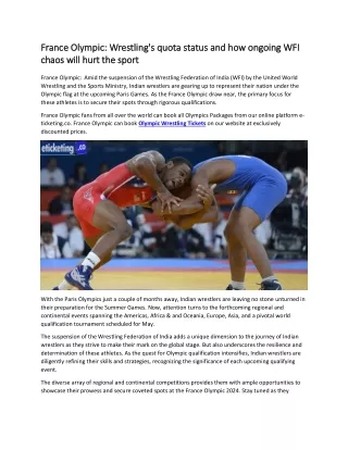 France Olympic Wrestling's quota status and how ongoing WFI chaos will hurt the sport