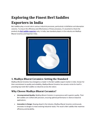 Exploring the Finest Berl Saddles Exporters in India