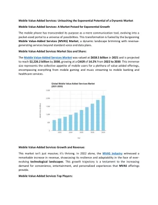 Mobile Value Added Services Market