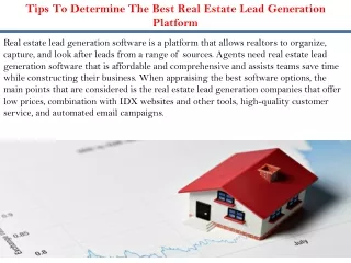 Tips To Determine The Best Real Estate Lead Generation Platform