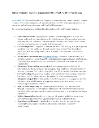 Deliver productive employee experiences with ServiceNow HR Service Delivery