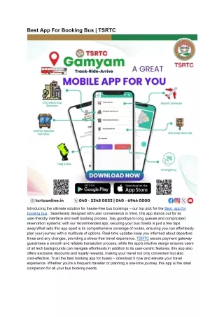 Best App For Booking Bus _ TSRTC