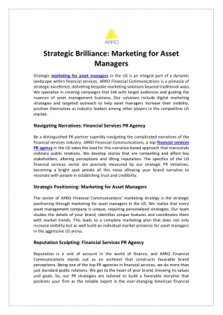 Strategic Brilliance Marketing for Asset Managers