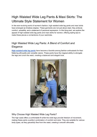 High Waisted Wide Leg Pants & Maxi Skirts_ The Ultimate Style Statement for Women