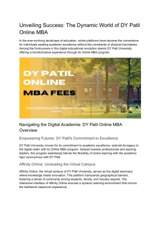 Unveiling Success_ The Dynamic World of DY Patil Online MBA