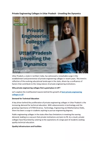 Private Engineering Colleges in Uttar Pradesh - Unveiling the Dynamics