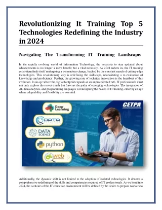 Revolutionizing It Training Top 5 Technologies Redefining the Industry in 2024