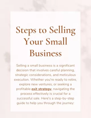 Steps to Selling Your Small Business