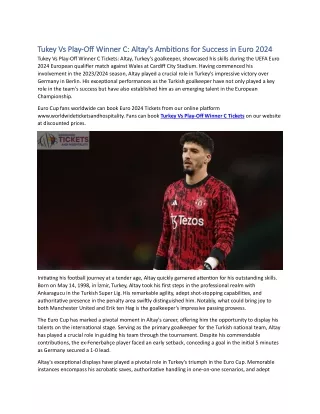 Tukey Vs Play-Off Winner C Altay's Ambitions for Success in Euro 2024