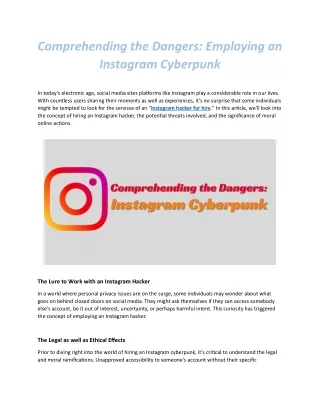 Comprehending the Dangers Employing an Instagram Cyberpunk