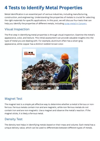 4 Tests to Identify Metal Properties