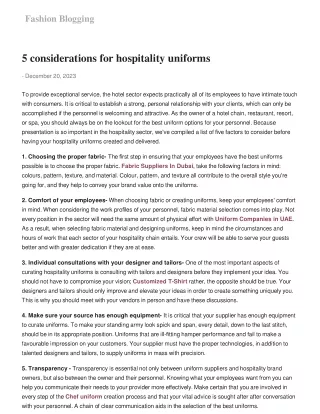 5 considerations for hospitality uniforms