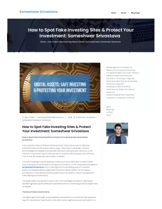 How to Spot Fake Investing Sites & Protect Your Investment Someshwar Srivastava