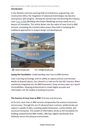 Best Laser Scan to Bim Services and Point Cloud to Revit