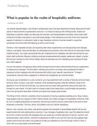 What is popular in the realm of hospitality uniforms
