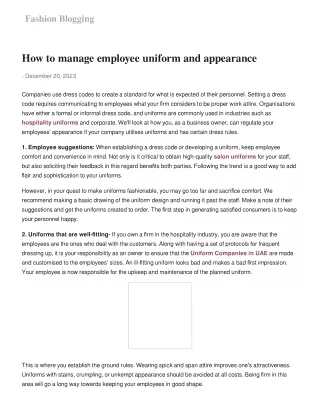 How to manage employee uniform and appearance