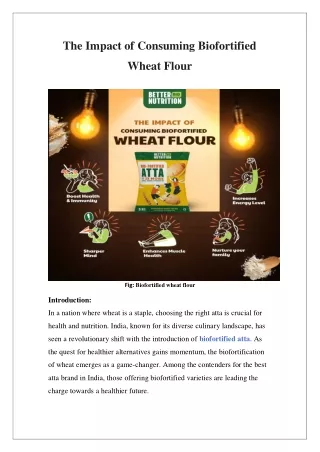 The Impact of Consuming Biofortified  Wheat Flour