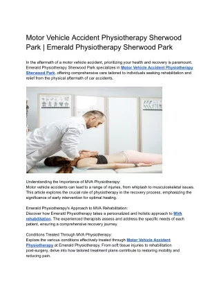 Motor Vehicle Accident Physiotherapy Sherwood Park _ Emerald Physiotherapy Sherwood Park