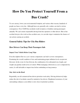 How Do You Protect Yourself From a Bus Crash