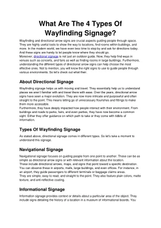 What Are The 4 Types Of Wayfinding Signage