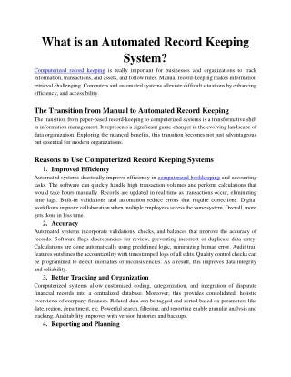 What is an Automated Record Keeping System