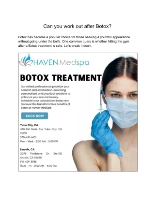 Can you work out after Botox?