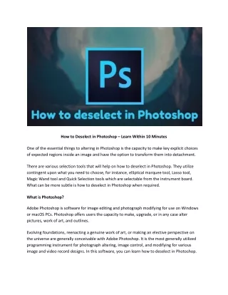 How to Deselect in Photoshop – Learn Within 10 Minutes