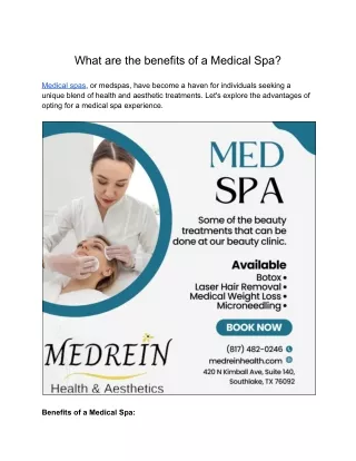 What are the benefits of a medical spa?