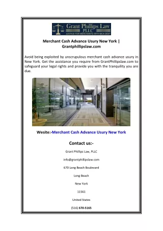 Merchant Cash Advance Usury New York  Grantphillipslaw.com