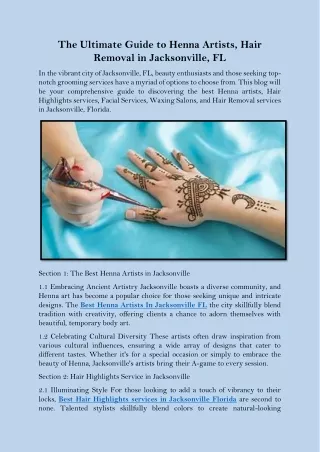 The Ultimate Guide to Henna Artists, Hair Removal in Jacksonville, FL