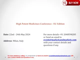 High Potent Medicines Conference 2024|Milan, Italy