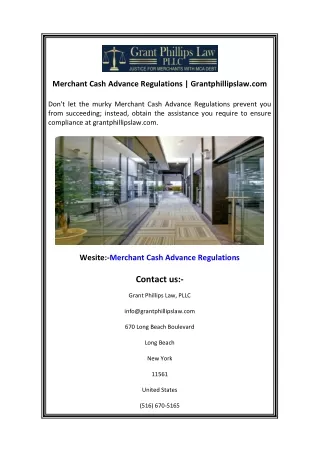 Merchant Cash Advance Regulations  Grantphillipslaw.com