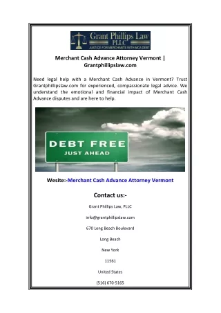 Merchant Cash Advance Attorney Vermont  Grantphillipslaw.com