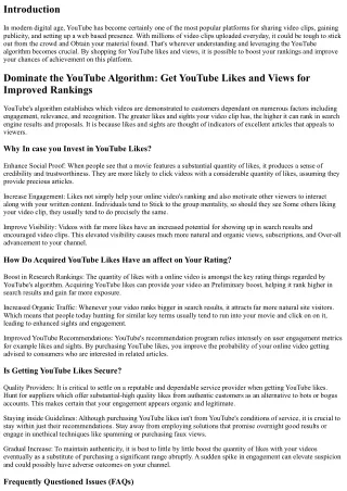 Dominate the YouTube Algorithm: Get YouTube Likes and Sights for Improved Rankin
