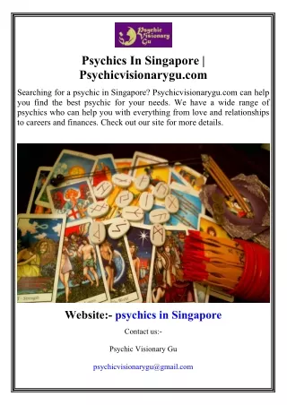 Psychics In Singapore  Psychicvisionarygu.com